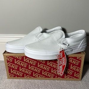 Kids all white slip on vans NWT